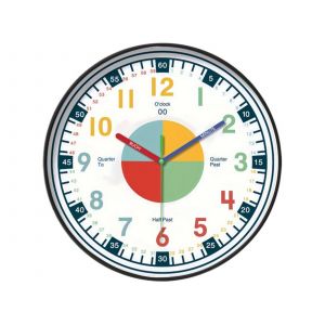 Horloge murale silencieuse de 30,5 cm pour apprendre l'heure aux enfants - Neuf