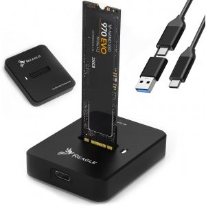 Adaptateur M.2 NVMe & SATA SSD, USB-C 3.2 Gen 2, 10 Gbps, montage sans outil, prise en charge de la station d'accueil pour 2230/2242/2260/2280, Plug and Play - Neuf