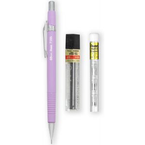 Porte-Mine Automatique - Gamme Pastel Floral - Simple + 12 Mines De Recharge Hi-Polymer Hb 0,5 Mm + Tube De 4 Recharges Pour Gomme Z2-1n (Violet Pastel) - Neuf