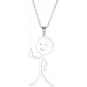 Kal-Drôle Smiley Doigt Du Milieu Graffiti Pendentif Collier Personnalisé Gestes Cool Collier Punk Créatif Unique À La Main Déclaration Amitié Bijoux Femmes Hommes - Neuf