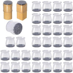 Lot de 32 prot&egrave;ge-pieds de chaise en silicone transparent avec patins en feutre, pour parquets et carrelages, petite taille. - Neuf