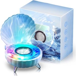 KALANKA-Mini Haut-Parleur Bluetooth - Design en Forme de Coquillage - Haut-Parleur Stéréo Adorable avec Veilleuse Ambiante pour Décoration de Chambre d'enfant (Blue) - Neuf