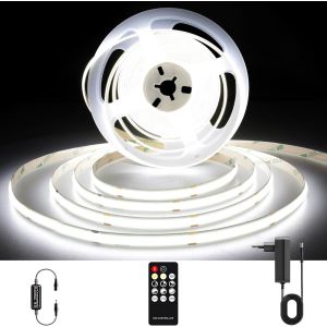 Bande Led Cob 2m, Blanc Chaud 2700k 24v 320leds/M Cri90, Ruban Led Dimmable Avec T&eacute;l&eacute;commande Rf Et Alimentation, Pour D&eacute;coration Maison/F&ecirc;te/Diy - Neuf
