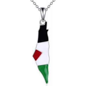 Cha&icirc;ne Palestinienne En Argent Sterling 925 - Collier Palestinien - Cadeau Pour Homme Et Fille,Eine Gr&ouml;&szlig;e,Argent Sterling,Pas De Gemme - Neuf