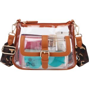 Femmes Pvc Clair Sac À Bandoulière Stade Approuvé Petit Sac À Main À Bandoulière Transparent Concert Sac À Main Été Sac À Bandoulière, Brun - Neuf