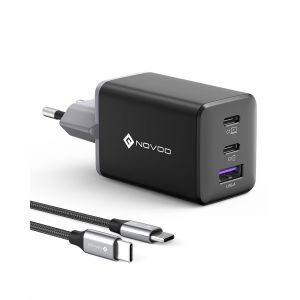 Chargeur USB C GaN - 67 W - Bloc d'alimentation USB C &agrave; 3 ports avec puissance de charge rapide - Voyage compact - Compatible MacBook Pro/Air, iPad Pro, Pixel, ThinkPad, Dell XPS 13, Samsung - Neuf