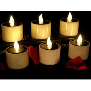 Ensemble de 12 bougies chauffe-plat solaires LED sans flamme &agrave; effet vacillant - Neuf