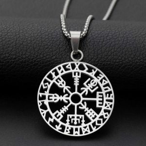 Acier Inoxydable Viking Classique Rune Boussole Découpe Pendentif Odin Viking Collier Hommes S Amulette Bijoux Accessoires - Neuf