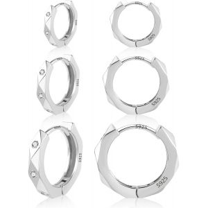 Chenquansarl-Boucles D'oreilles Femme,Boucles D'oreilles Femme Argent,Boucle D'oreille Femme Argen,Boucle D'oreille Argent,Creoles Argent Femme,Boucles D'oreilles,Creoles Acier Inoxydable,3 Paires - Neuf