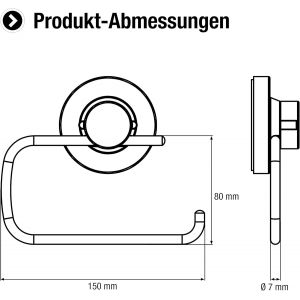 Porte-Papier Toilette 3 en 1 &laquo; Style &raquo; - 3 Options de Fixation diff&eacute;rentes avec Ventouse, Tampon adh&eacute;sif et per&ccedil;age - sans Couvercle - Noir/Porte-Papier Toilette - Neuf