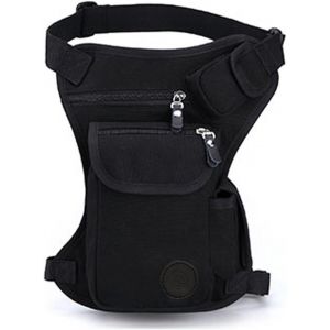 SJZG-Sac Banane D'Ext&eacute;rieur En Toile Pour Homme Et Femme - Sac De Voyage Tactique Pour Moto, V&eacute;lo, Randonn&eacute;e, Camping, Cuisse - Sac &Agrave; Dos D&eacute;contract&eacute; - Noir - Neuf