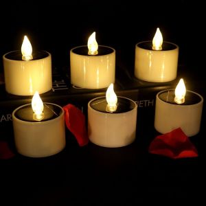 Ensemble de 6 Lumi&egrave;res de Bougie de LED, Bougies sans flamme, R&eacute;aliste et Lumineux, Solaire, &Eacute;lectrique Fausses Bougies Votives Table de F&ecirc;te d'Anniversaire de Mariage de No&euml;l (Blanc Chaud) - Neuf