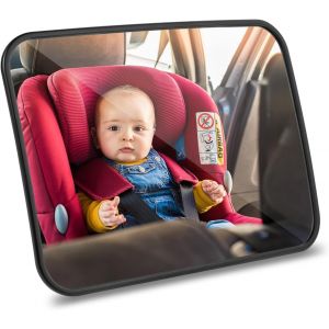 Miroir Voiture B&eacute;b&eacute;, Miroir De S&eacute;curit&eacute; R&eacute;glable Pour Si&egrave;ge Arri&egrave;re De Voiture, Incassable R&eacute;troviseur - Noir - Neuf