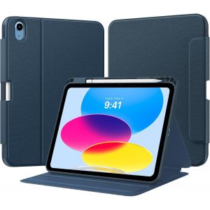 Coque pour iPad (A16) 11e G&iquest;&iquest;n&iquest;&iquest;ration 11 Pouces 2025 / iPad 10e G&iquest;&iquest;n&iquest;&iquest;ration 10.9 Pouces 2022 avec Porte-Crayon, Housse de Protection avec Support Int&iquest;&iquest;gr&iquest;&iquest;, Visionnage Multi-Angles, Bleu Marine - Neuf