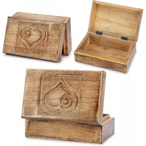 Kyaoayo-Boîte De Rangement Décorative En Bois Fabriquée À La Main Pour Bijoux Motif C?ur Vintage Multifonction Coffre Au Trésor Colliers Montres Boîtes De Rangement Cadeaux 8x5 Pouces - Neuf