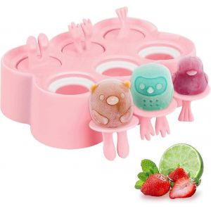 Moules à popsicle de dessin animé,6 pièces sans BPA Moule à popsicle réutilisable avec bâtonnets,libération facile et nettoyage pour la famille DIY Popsicle fait maison - Neuf