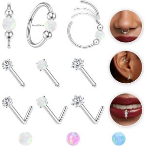 Kal-Piercing Nez Acier Chirurgical Piercing Nez Anneau Or Argent Cz L Piercing Nasal Opale Septum Tragus Daith Conch Cartilage Boucle D'oreille Bijoux Pour Femmes - Neuf