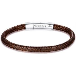 Kal-Bracelet &Agrave; Double-Tours Cordon Cuir Tress&eacute;/Bracelet Cordon En Cuir Artificiel Tress&eacute; 5mm 18/20/22cm (Noir/Marron) Bracelet Cordon Pour Homme Femme Cadeau Noel Anniversaire (Bijoux Bo&icirc;te) - Neuf