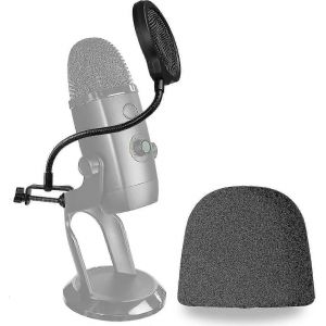 Yeti X Mic Pop Filter avec pare-brise en mousse - 4 pouces 3 couches Wind Pop Screen Mask Shield et couverture anti-vent en mousse pour Blue Yeti X Mic pour améliorer la qualité du son - Neuf