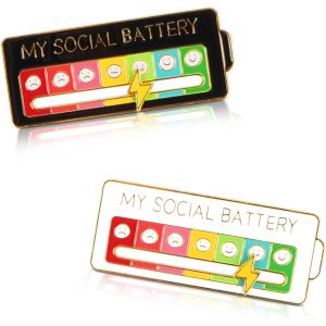 Kjdal-Lot De 2 Broches Amusantes Pour L'humeur Sociale Pendant 7 Jours,Broches D'humeur Interactives,Fonctionnelles Esthétiques En Émail Pour Introvertis,Alliage Et Émail Lisse - Neuf
