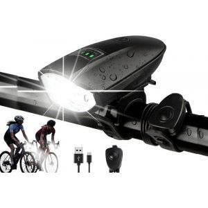 Feu De V&eacute;lo Led Avec Klaxon, Phare Rechargeable, Chargement Usb, R&eacute;sistant &Agrave; L'eau, Antivol, Plusieurs Modes - Neuf