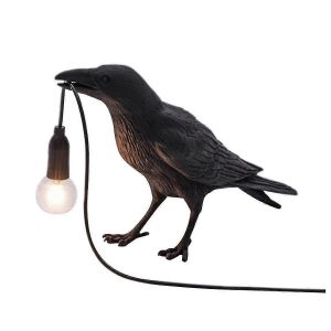 Lampe de table de chevet Gothic Crow avec ampoule,veilleuse US Plug Raven pour la décoration de la chambre à coucher - Neuf
