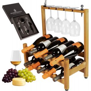 Subzonal-Range Bouteille Vin Bois Fsc &iquest; 10 Bouteilles & 4 Verres Avec Accessoires Sommelier &iquest; Rangement &Eacute;l&eacute;gant Pour Cuisine Ou Salon Pour Amateurs De Vin &iquest; Casier &Agrave; Vin &iquest; Wine Rack - Neuf