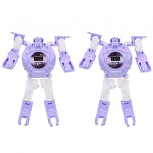 Montre-Bracelet Electronique Deformee Et Transformable En Robot, Jouet Educatif, Cadeau Pour Enfant, Violet - Neuf