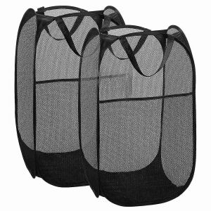 -Up Panier à linge (2 pièces) Pliable -Up Panier en maille Panier à linge sale avec poignée (noir) - Neuf