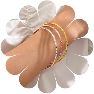 Kal-Ensemble De Bracelet Bangle Or Boho Grand M&eacute;tal Textur&eacute; Rond Embo&icirc;t&eacute; Multi Bangle Indien Mariage Bangle Africain Indien Bollywood Vintage Bracelet Empilable Bijoux Pour Femmes Filles - Neuf