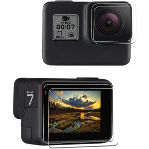 Lot de 2 Films de Protection d'Écran en Verre Trempé Blindé pour GoPro Hero 7 6 5 Noir + 2 Films de Protection d'Écran en Verre Trempé Blindé + 4 Films de Protection pour Pare-brise - Neuf