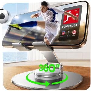 ERYI-Support Téléphone Réglable 360° - Pliable Porte Telephone Bureau De Iphone 16 Pro Max Métal Dock Téléphone Pour Iphone 16/15 /14/13 /12 Pro Plus Mini Xs Xr X 8 7 Samsung S24 S10 Xiaomi Huawei - Neuf