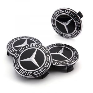 Cache-Moyeux De Roue, 4 Pièces 75 Mm (2,95""), Cache-Moyeux Avec Logo Mercedes-Benz (Noir)-Générique - Neuf