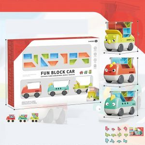 Building Block Car Toy For Children Mini Sliding Dinosaur Car Toy Educational Logical Thinking Friction Play Vehicle Toy-B - Neuf
