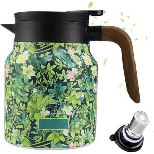 Letnerny-Thermos Thé Avec Motif Floral Vintage, Théière Thermo S 1000ml Avec Infuseur Intégré, Pot De Thé En Acier Inoxydable, Cafetière Thermique Pour La Cuisine Avec Couvercle - Neuf
