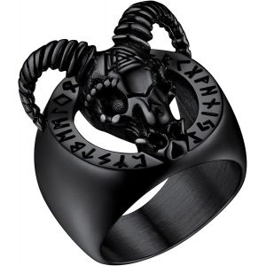 Tianyi-Chevalière Satanique Homme Personnalisable,Bague Sigil De Lucifer/Croix De Léviathan,Acier Inoxydable/Or/Noir,Taille 54-72,Bijoux Gothique Satan Biker (Boîte Cadeau) - Neuf