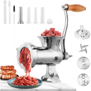 Nouvelhorizonstore-Hachoir &Agrave; Viande Manuel En Acier Inoxydable Avec Poussoir &Agrave; Saucisse Et Accessoire Pour Biscuits. Hachoir &Agrave; Viande Manuel Lavable Au Lave-Vaisselle Pour Le B?Uf, Le Porc Et Les L&eacute;g - Neuf
