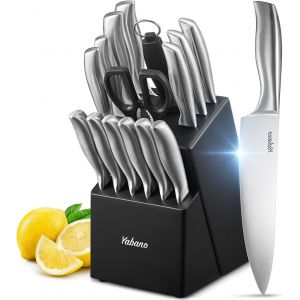 Mevronisshop-Couteaux De Cuisine, 16 Set Couteau Cuisine En Acier Inoxydable, Couteau Cuisine Professionnelle Avec Support En Bloc - Neuf