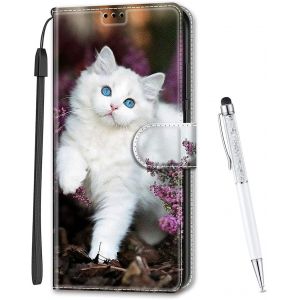 KAL-Coque Compatible Avec Huawei P10 Lite, Imprim&eacute; Color&eacute; Motif Portefeuille Housse En Cuir Synth&eacute;tique Avec Support Et Cartes Compartiments Pour Huawei P10 Lite (Chat B) - Neuf