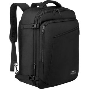 KALANKA-Bagage Cabine 55x35x25, Sac &agrave; Dos Voyage Cabine Avion pour Air France, Extensible 50L Grand Sac a Dos Valise Homme Femme Imperm&eacute;able Travel Backpack pour Scolaire Travail Loisir &Eacute;cole, Noir - Neuf