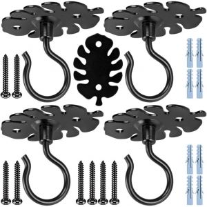 Mevronisshop-Supports D'accrochage, 4pcs Crochet Suspension En M&eacute;tal Pour Cintre De Plante De Plafond Mural Robuste Pour Lumi&egrave;res De No&euml;l, Fil De Ficelle, Carillon &Eacute;olien, Lanterne De Cour,100lbs/Bro - Neuf