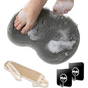 Sjzg-Brosse &Agrave; Pieds En Silicone Pour Douche, Tapis De Massage Pour Pieds Et Dos, Tapis &Agrave; R&eacute;curer Avec Ventouses, Rondelle Arri&egrave;re Pour Homme Et Femme, Nettoyant Exfoliant Antid&eacute;rapant - Neuf