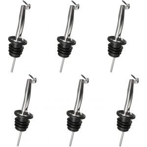 Checarzhn--No1-Acier Inoxydable Verseur 6 Pièce Verseur De Bouteille En Acier Inoxydable,Bec Verseur Avec Bouchon Pour Vin,Cocktail,Vinaigre,Jus - Neuf