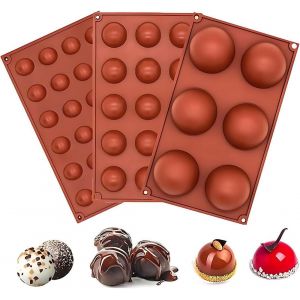 Subzonal-3 Pcs Moule Silicone Demi Sphère Moule Silicone Micro Onde Moule Flexible Demi Sphère Moule Sphère 3d Moule Gâteau Demi Sphère Avec 6/15/24 Trous Demi-Cercle Pour Gâteaux Gelée Pudding Bonbo - Neuf