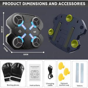 Machine De Boxe Musicale, Boxe De D&eacute;compression Avec Gants De Boxe Pour Enfants, Entra&icirc;nement De Boxe Mural Intelligent, Cible Murale Intelligente, Machine De Boxe Murale Pour Les Exercices &Agrave; Domicile - Neuf