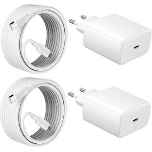 LORANKA-2-Pack 45W USB C Chargeur Super Charge Rapide pour Samsung Galaxy S25, S24 Ultra, S25+, S23+, S22+, S22, S21, S20 FE, Note20/10+, A55, A73, Tab S9 S8 S10+, Prise Secteur USBC Adapteur avec 2M - Neuf