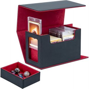 Mdy-Boîte À Cartes Double Couche Pour Mtg Cartes, Écrans Commander, Convient À 200 Cartes Avec Compartiment À Dés, Boîte À Cartes À Collectionner Pour Cartes Magic Commander Tcg - Rouge - Neuf