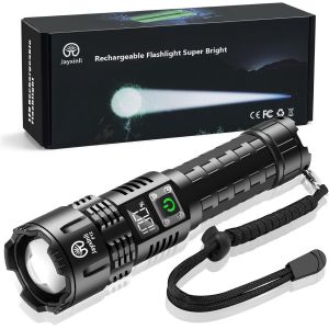 HLJHJ-Lampe Torche LED Ultra Puissante, 500000 Lumens Lampe Torche rechargeable, Lampe Torche Longue Portée, 3 Modes D'Éclairage, Zoomable - Neuf