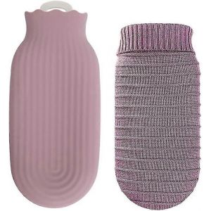 Mini bouillotte avec couverture tricot&eacute;e Eau de remplissage s&ucirc;re Sac d'eau chaude d'hiver en silicone en caoutchouc de 0,5 l - Neuf
