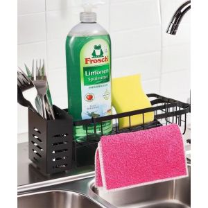 Un Support De S&eacute;chage Pour Vaisselle,Organisateur Evier Cuisine,Avec Un Porte-Couverts Et Un &Eacute;gouttoir,Un Support Pour Couteaux Et Fourchettes,Pour Assiettes,Tasses,Noir-Noir - Neuf